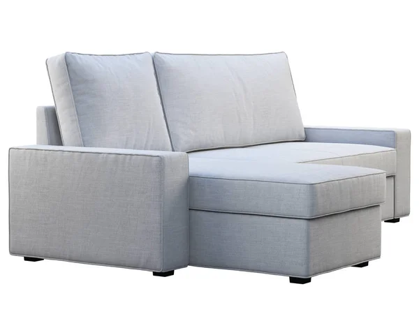 Canapé moderne en tissu blanc avec chaise longue. 3d rendu — Photo