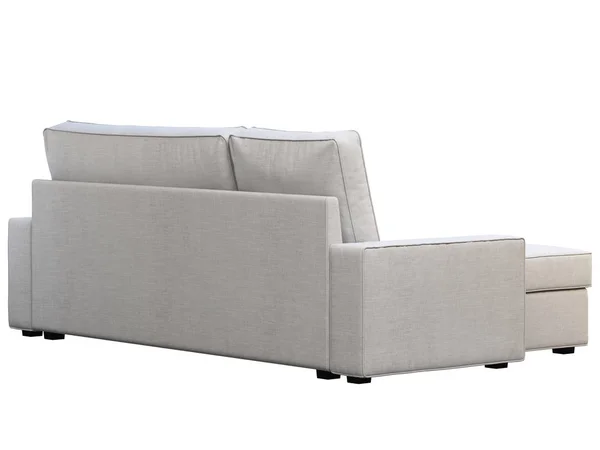 Modernes weißes Stoffsofa mit Chaiselongue. 3D-Darstellung — Stockfoto