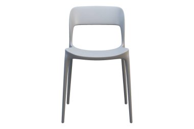 İnce bacaklı gri plastik orta yüzyıl sandalye. 3d render