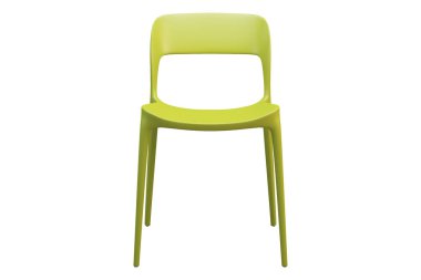 İnce bacaklı yeşil plastik orta yüzyıl sandalye. 3d render