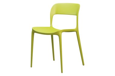İnce bacaklı yeşil plastik orta yüzyıl sandalye. 3d render