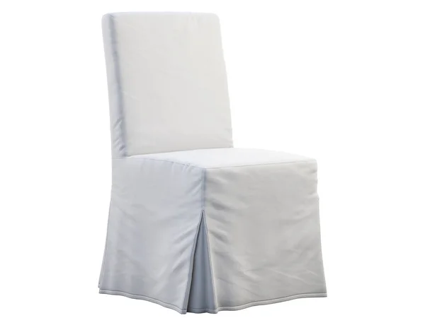Fehér szövet borított ebédlő szék. 3D-renderelés — Stock Fotó