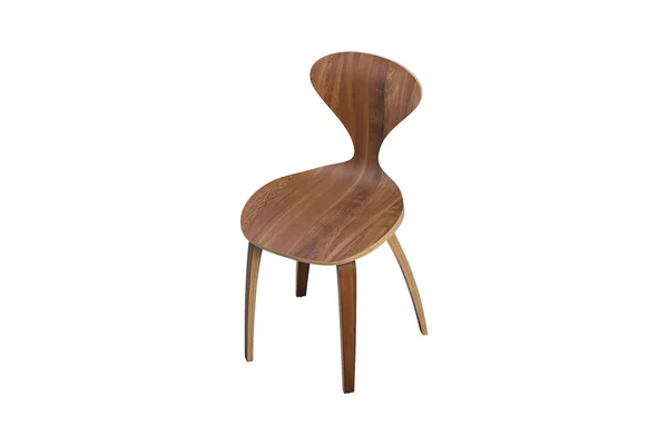 Cadeira de madeira moderna em pernas de madeira. Renderização 3d — Fotografia de Stock