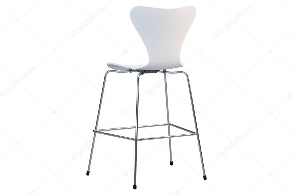Modern bar stool with metal legs. 3d render