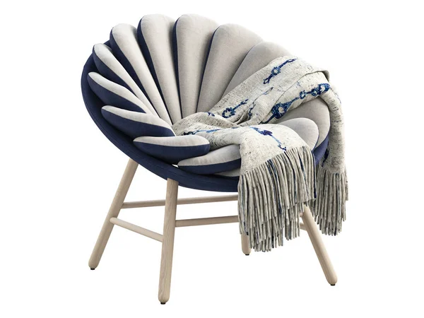 Chaise Moderne Tissu Gris Clair Avec Base Bleu Foncé Pieds — Photo