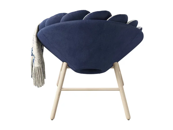 Modern Light Gray Fabric Chair Dark Blue Base Wooden Legs — Stock Photo, Image