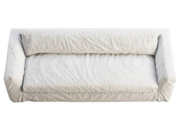 Scandinavische Drie Zits Stof Sofa Cover Stofstoffering Bankhoes Witte Achtergrond — Stockfoto