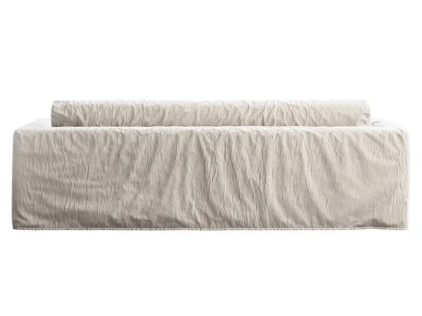 Scandinavische Drie Zits Stof Sofa Cover Stofstoffering Bankhoes Witte Achtergrond — Stockfoto