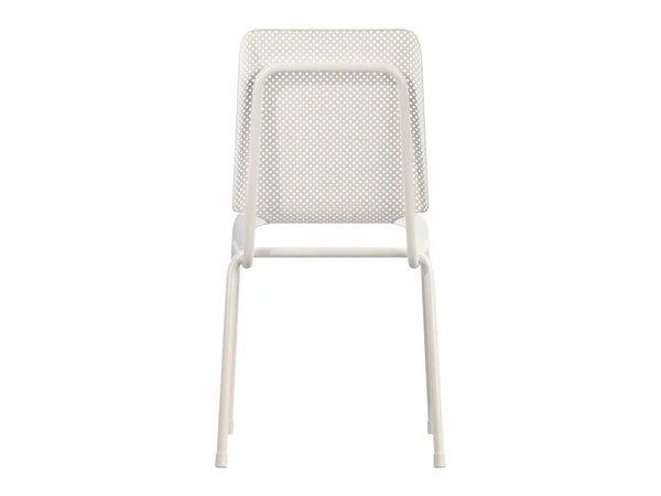 モダンな金属製の椅子 白い金属グリッドの背もたれと白の背景に座席 半世紀 ロフト 産業インテリア 3Dレンダリング — ストック写真