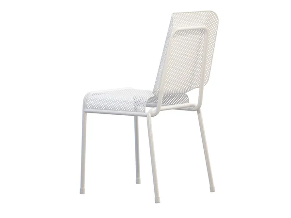 Cadeira Metal Moderna Encosto Grade Metal Branco Assento Fundo Branco — Fotografia de Stock