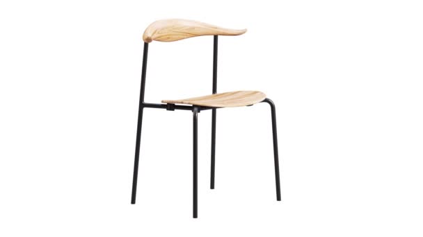 Animación Circular Silla Metal Negro Con Asiento Madera Respaldo Sobre — Vídeos de Stock