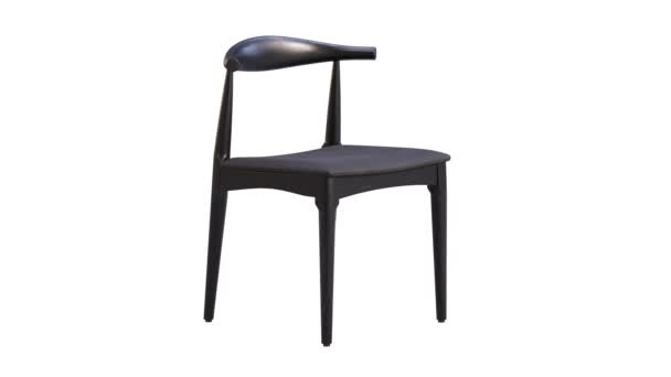 Circular Animation Black Leather Wooden Chair Black Wooden Legs White — Stock Video