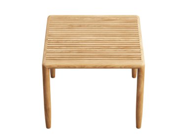 Beyaz arka planda modern ahşap sehpa. Modern tahta bacaklar masası. 3d hazırlayıcı