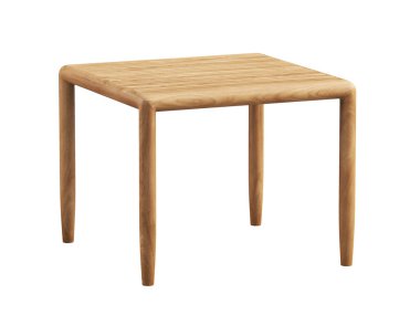 Beyaz arka planda modern ahşap sehpa. Modern tahta bacaklar masası. 3d hazırlayıcı