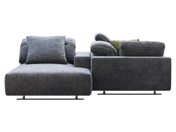 Sofá Moderno Tecido Azul Escuro Com Encosto Ajustável Sofá Modular — Fotografia de Stock