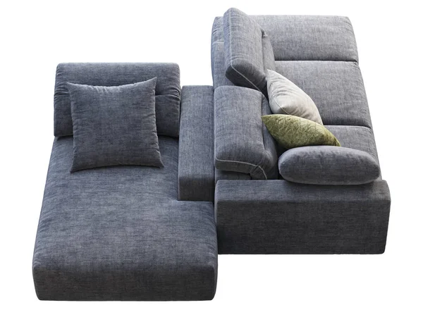 Sofa Kain Biru Tua Modern Dengan Backrest Disesuaikan Sofa Modular — Stok Foto