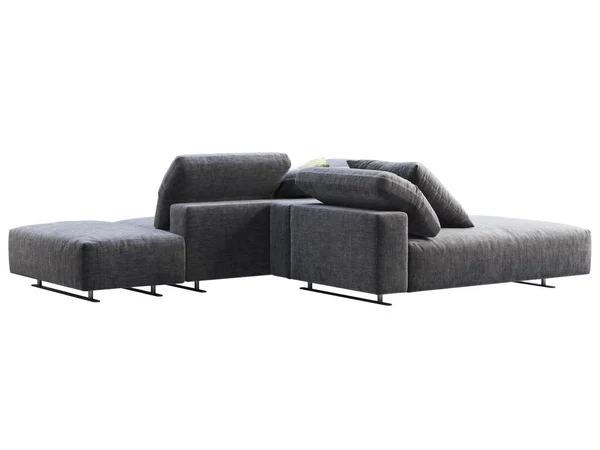 Modern Dark Blue Fabric Sofa Adjustable Backrest Textile Upholstery Modular — Stock Photo, Image