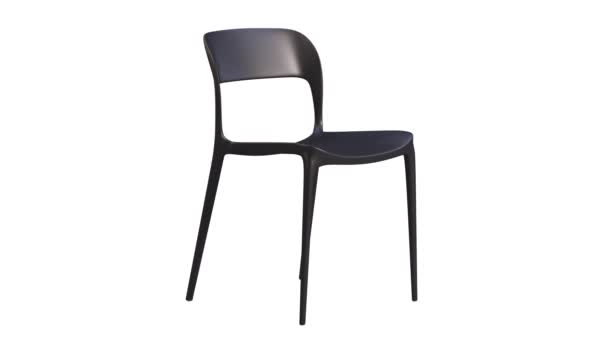Κυκλική Κίνηση Από Μαύρη Πλαστική Καρέκλα Λεπτά Πόδια Καμπυλωτή Καρέκλα — Αρχείο Βίντεο