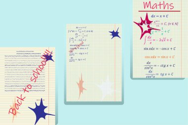 Vektör şık okul konuları için şablonlar kümesi. Kartpostallar, kartpostallar, posterler için modern tasarım arka planlar