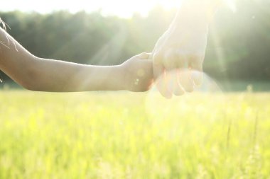  Ebeveyn küçük bir çocuğun elini tutuyor.