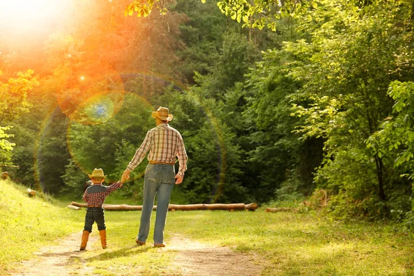 Pai Filho Cowboy — Fotografia de Stock