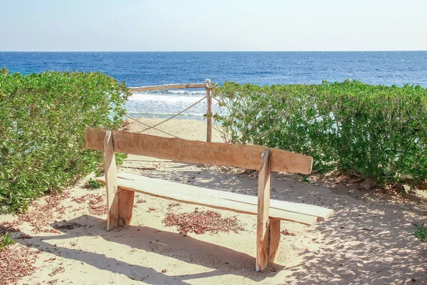 Stylowe piękne ławce na łonie natury w pobliżu morza tle — Zdjęcie stockowe