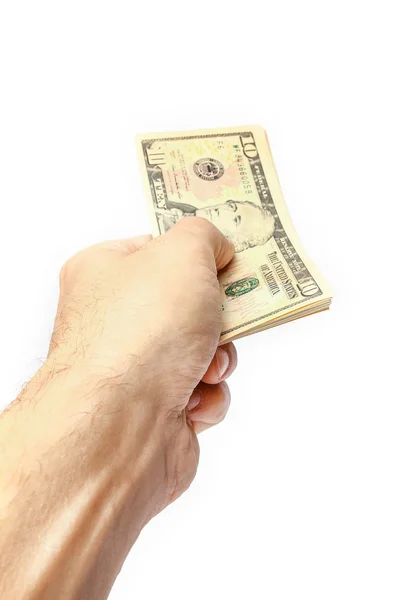 Money dollars in the hands on a white background — Stock Photo, Image