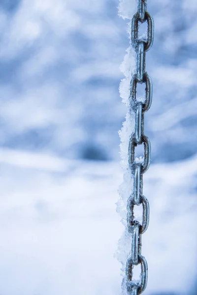 Chain in winter outdoors in park background — Stock Photo, Image