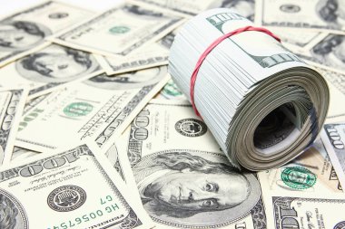 Beyaz arka planda iş doları parası