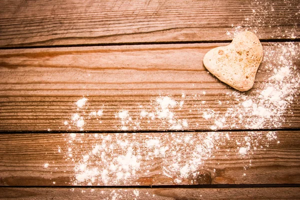 Feliz dia dos namorados feriado amor e cozinhar farinha fundo — Fotografia de Stock