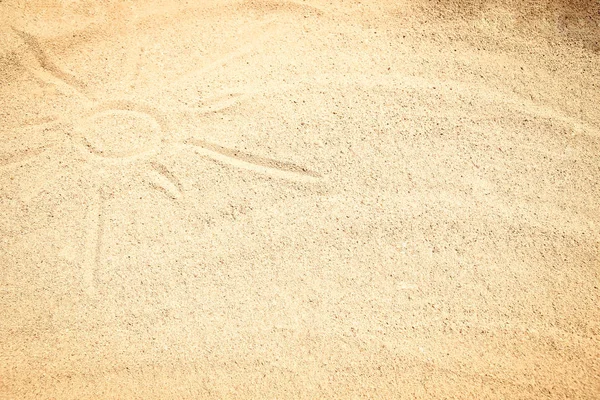 Beautiful drawing on the sand of the sea background — Stock Photo, Image