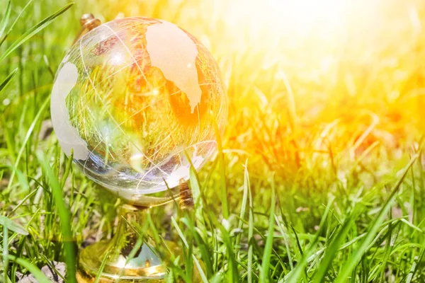 Magnifique terrain élégant en verre sur l'herbe dans un parc sur la natur — Photo