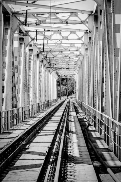 Güzel şık ve güvenilir demiryolu ile bir trende natur — Stok fotoğraf