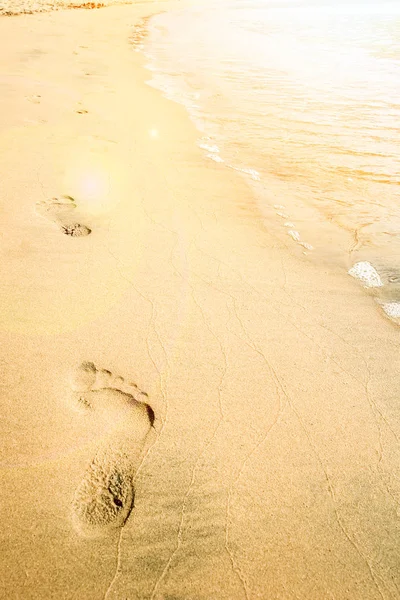 海辺の自然のビーチに美しい足跡 — ストック写真