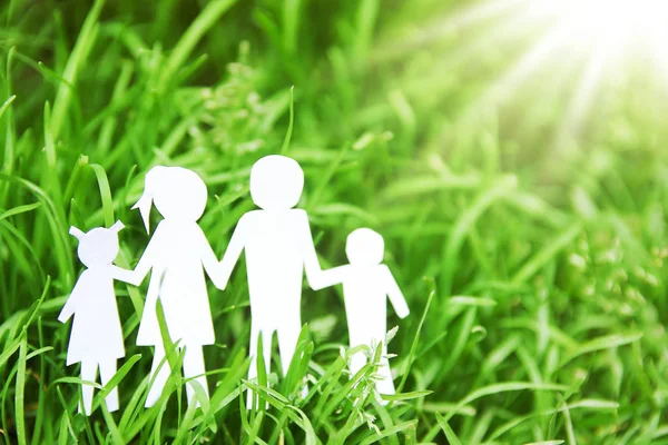 Paper family on a background of grass — Stock Photo, Image