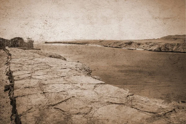 old photo Stylish stepping path to the sea background