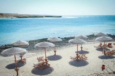 Doğanın arka planında güzel deniz kıyısı tatili
