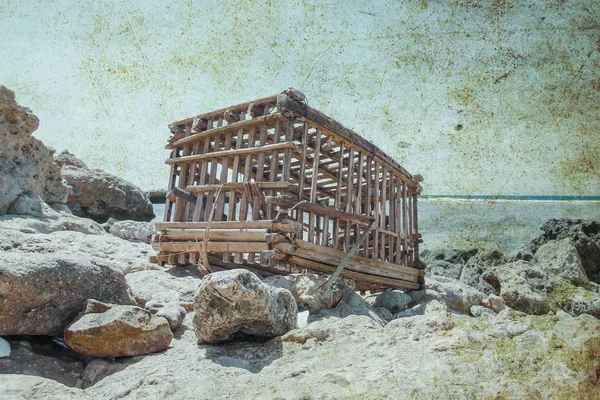 Vecchia foto bella vacanza al mare sulla natura paesaggio backgr — Foto Stock