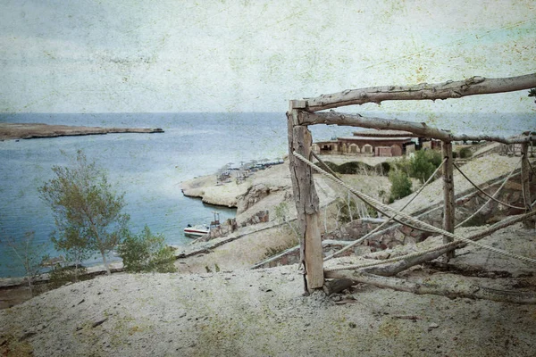 Foto antigua bellamente elegante paisaje en la orilla del mar backgro — Foto de Stock