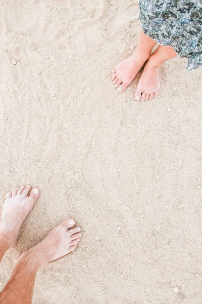 Beautiful traces with feet on sea nature background — Stock Photo, Image