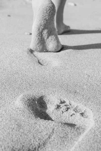 바다 자연 배경에 발을 가진 아름다운 흔적 — 스톡 사진