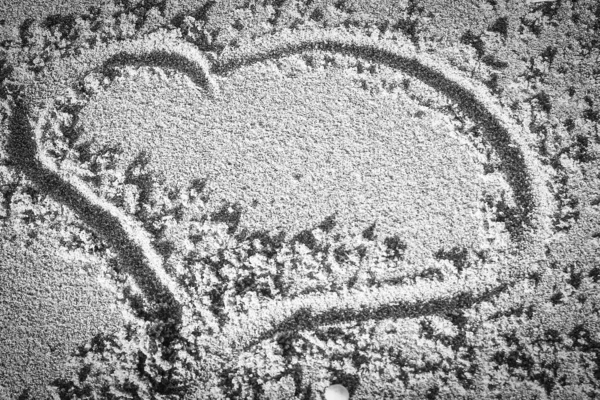 Beautiful drawing on the sand of the sea background — Stock Photo, Image