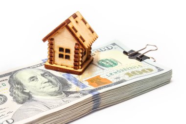 Beyaz bir arka plan iş Doları para ev