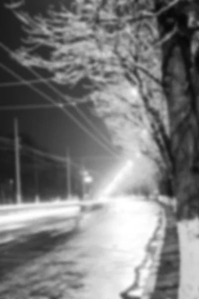 Trees near the road in the winter evening in nature — Stock Photo, Image