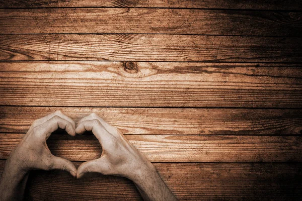 Régi fotó boldog Valentin-napot a szerelem és a szív kezek — Stock Fotó