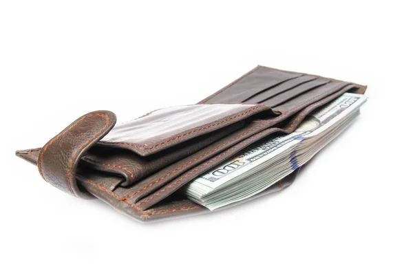 Dollar business money in a purse on a white background — Stock Photo, Image