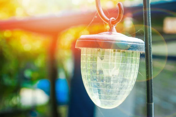 Красива керамічна лампа в парку на фоні природи — стокове фото