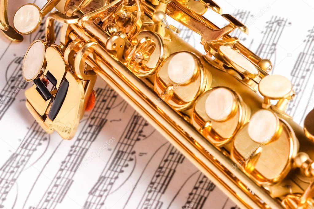 soprano saxophone on white background