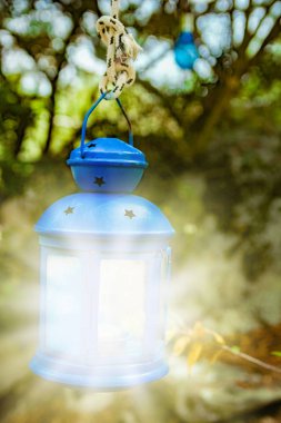 Doğa arka planda parkta güzel seramik lamba