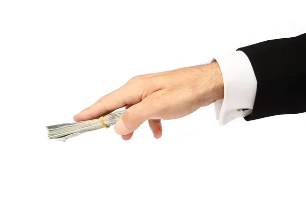 Business Money dollars in the hands on a white background — Stock Photo, Image